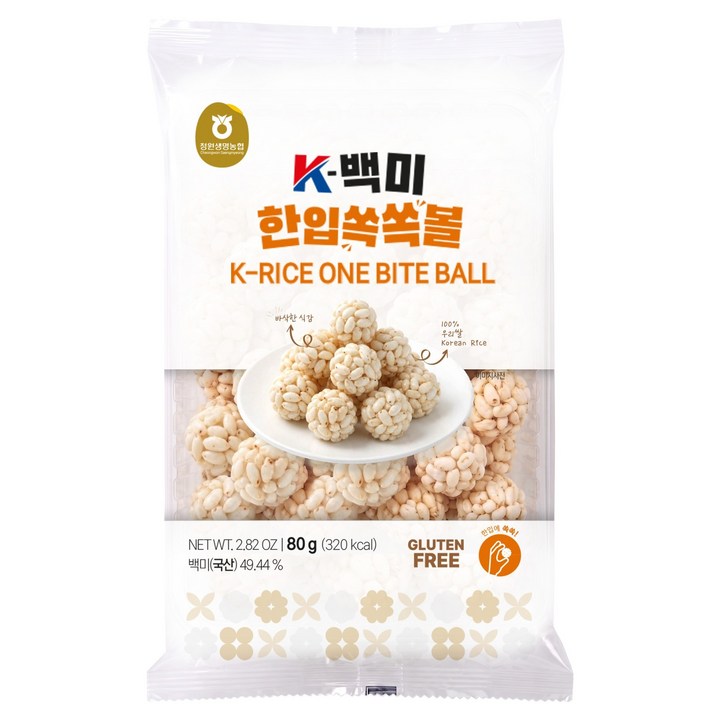 농협 K 백미 한입쏙쏙볼, 80g, 1개