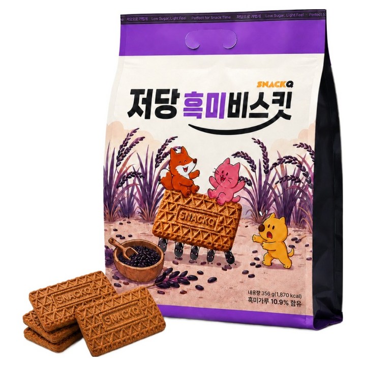 스낵큐 저당 흑미비스킷, 356g, 1개