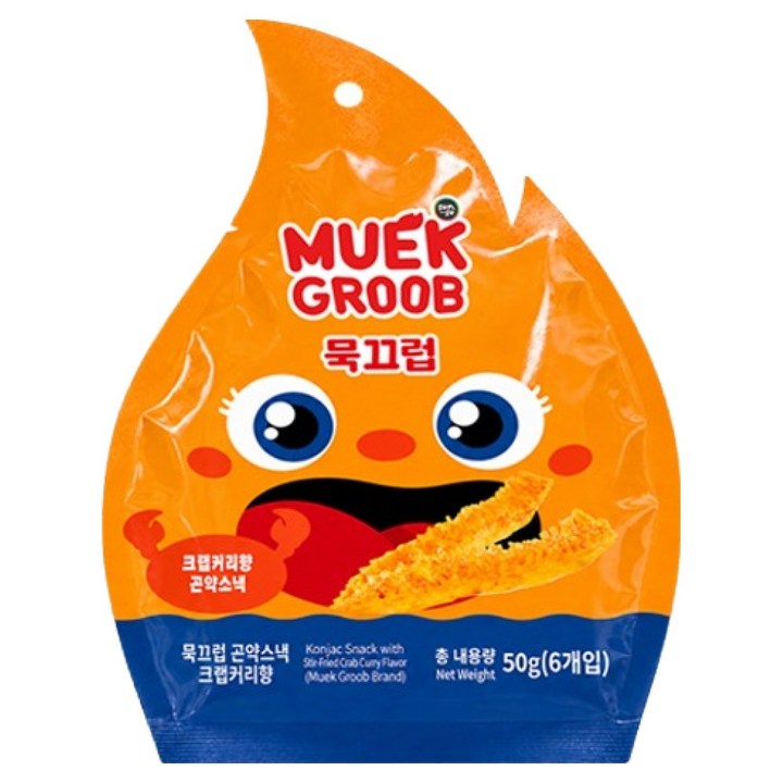 SUNSU 묵끄럽 곤약스낵 크랩커리맛 6개입, 50g, 1개