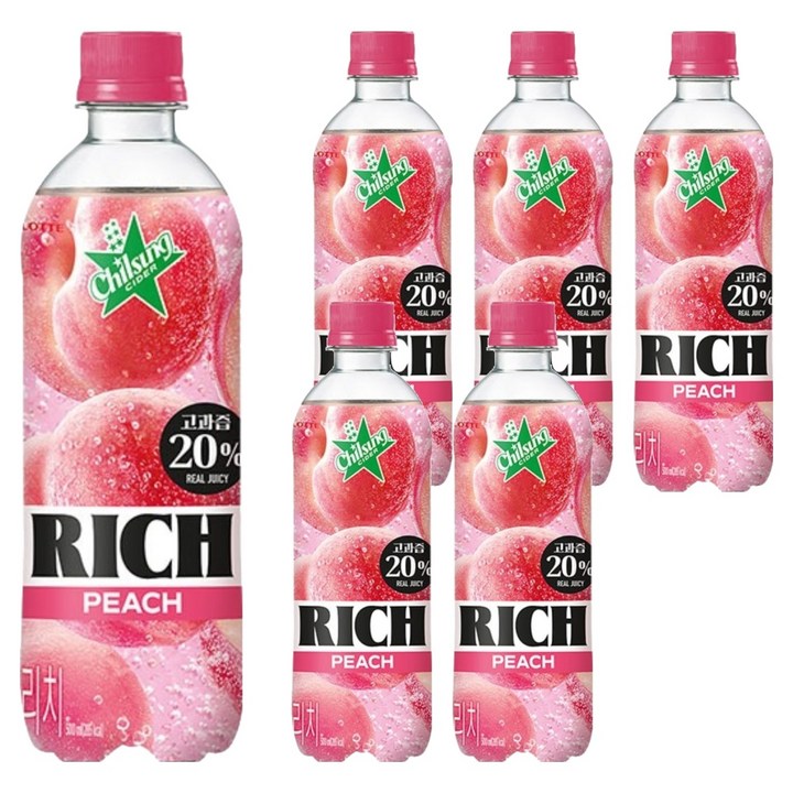 칠성사이다 리치 복숭아, 6개, 500ml