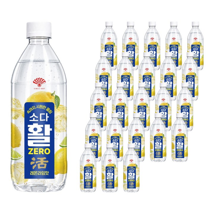 동화약품 소다활 제로 탄산음료 레몬라임맛, 24개, 500ml