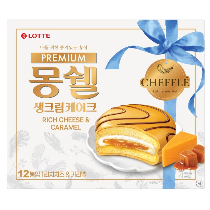 몽쉘 생크림 케이크 리치 치즈 & 카라멜 치플레, 444g, 1개