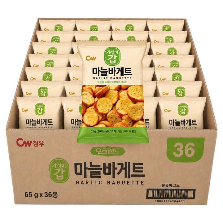 오즈랜드 가성비갑 마늘바게트, 65g, 36개