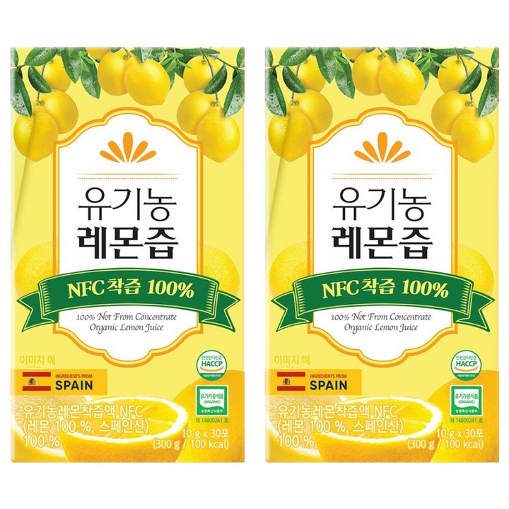 프롬바이오 NFC 유기농 레몬즙 30p, 300g, 2개