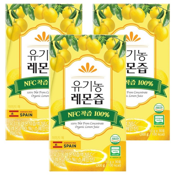 프롬바이오 NFC 유기농 레몬즙 30p, 300g, 3개