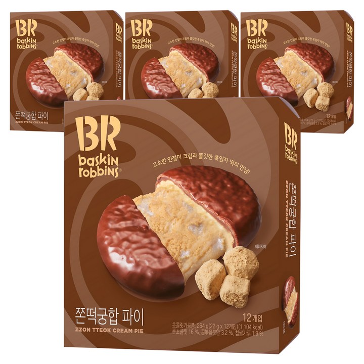 배스킨라빈스 쫀떡궁합 파이, 264g, 4개