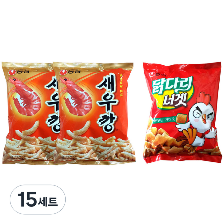 농심 새우깡 180g x 2p + 닭다리 너겟 130g, 15세트
