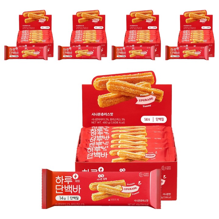 프로틴방앗간 하루단백바 제트 시나몬츄러스맛, 40g, 60개