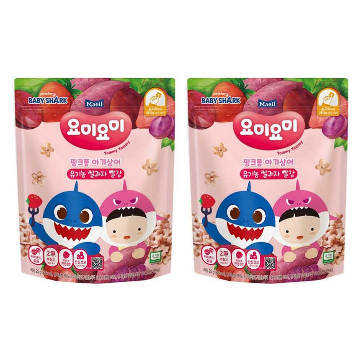 요미요미 유기농 쌀과자, 빨강, 25g, 2개