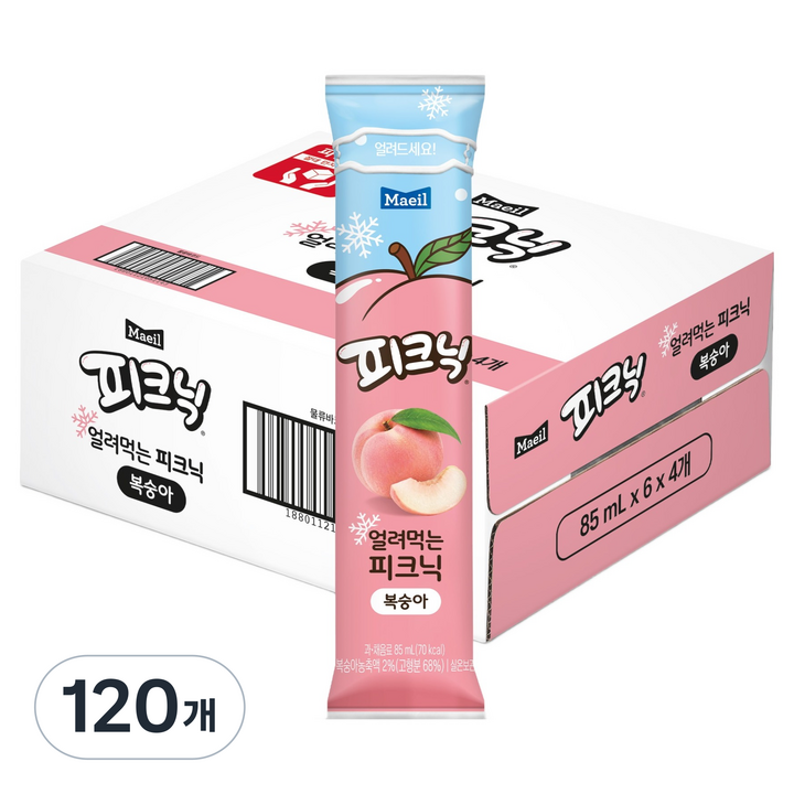 피크닉 얼려먹는 피크닉 복숭아, 120개, 85ml