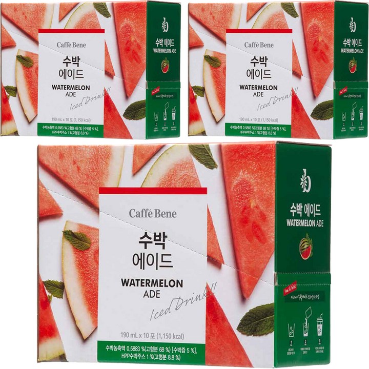카페베네 수박에이드, 190ml, 30개