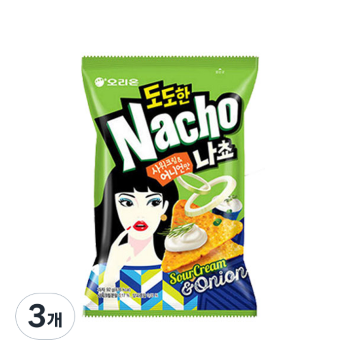 오리온 도도한나쵸 사워크림 & 어니언맛, 92g, 3개