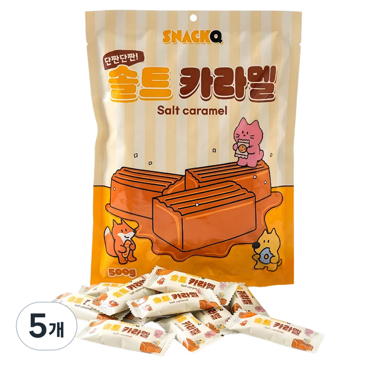 스낵큐 소금 카라멜 80p, 5개, 500g