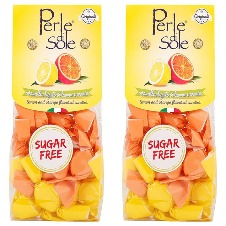 페를레디솔레 레몬 앤 오렌지 맛 슈가프리 캔디, 100g, 2개