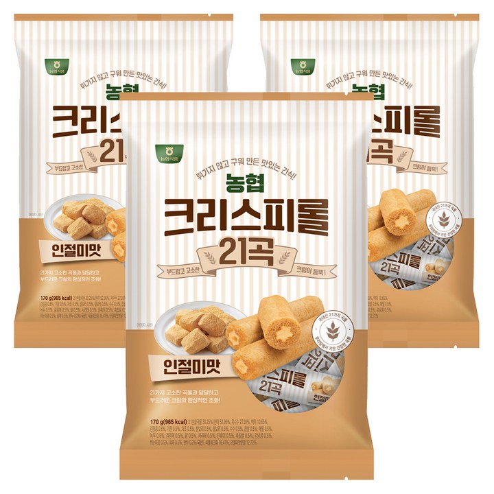 농협식품 크리스피롤 21곡 인절미맛, 170g, 3개