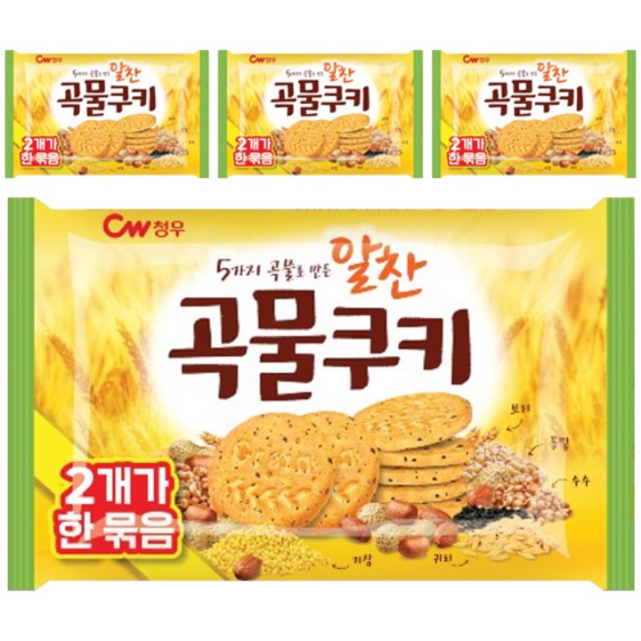 청우식품 알찬 곡물쿠키, 200g, 4개