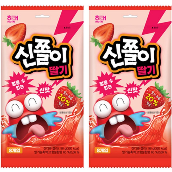 해태제과 신쫄이 젤리 딸기 8개입, 96g, 2개