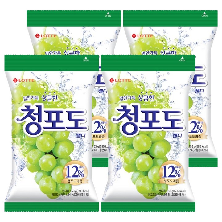 롯데제과 청포도 캔디, 153g, 4개