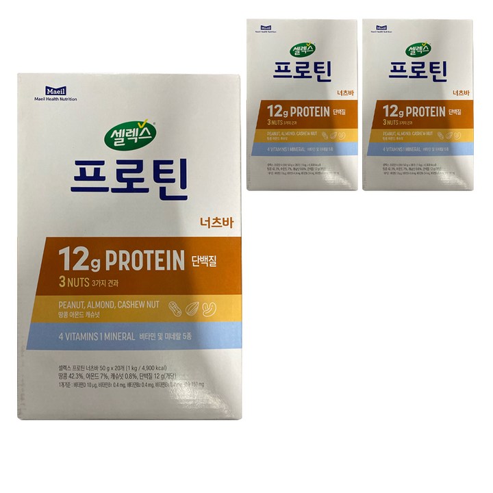 셀렉스 프로틴 너츠바, 1kg, 3개