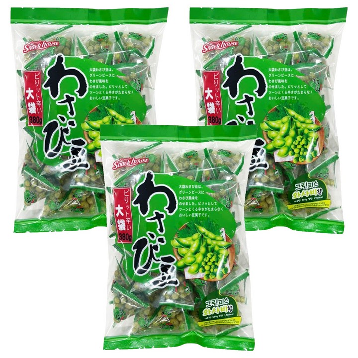 스낵하우스 그린피스 와사비 스낵, 380g, 3개