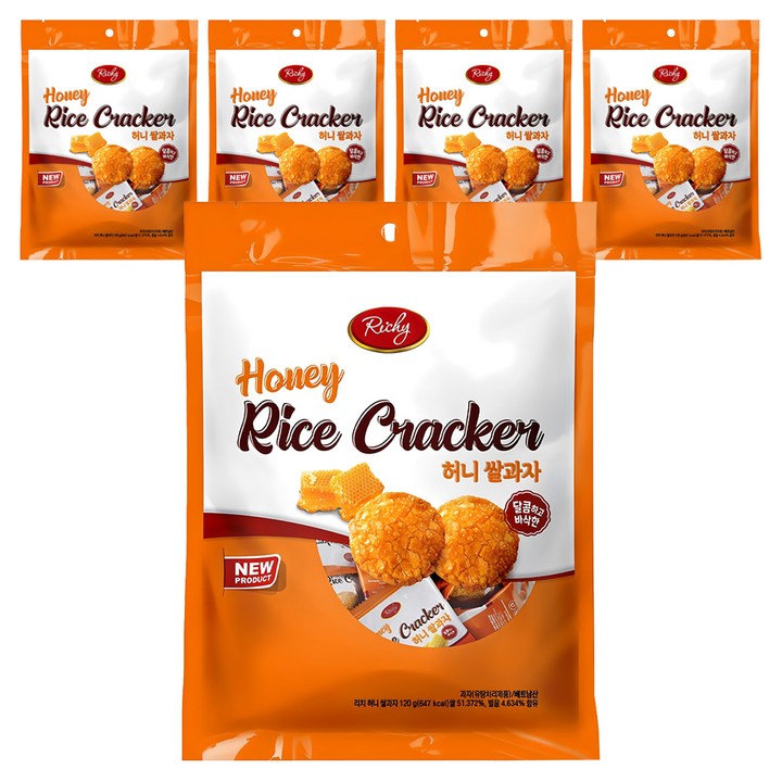 리키 허니 쌀과자, 120g, 5개