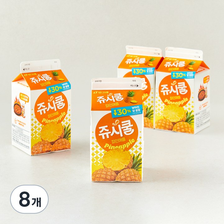 빙그레 쥬시쿨 파인애플, 8개, 450ml