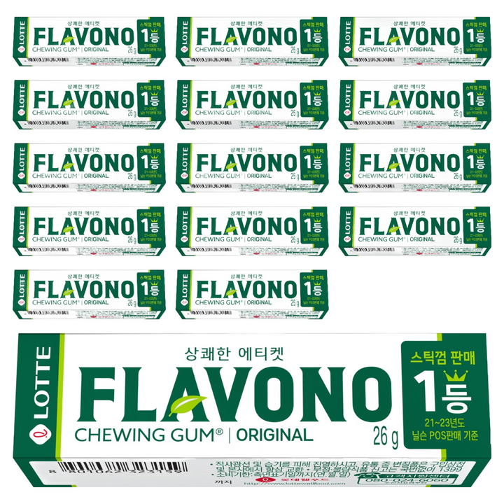 롯데웰푸드 후라보노 오리지날 츄잉껌 9p, 26g, 15개