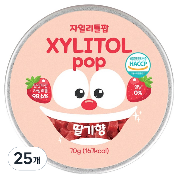 자일리톨팝 틴케이스 딸기, 70g, 25개