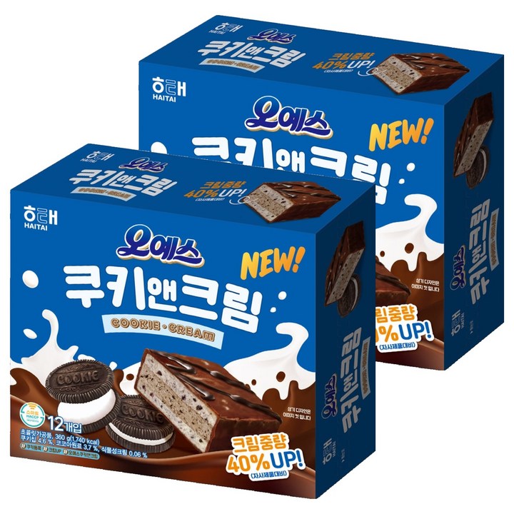 해태제과 오예스 쿠키 앤 크림, 360g, 2개