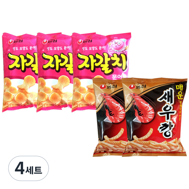 농심 자갈치 90g x 3p + 매운 새우깡 90g x 2p, 4세트