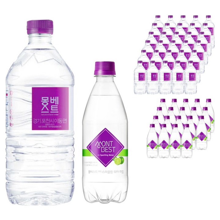 몽베스트 생수 1.0L 36p + 위드 스파클링 워터 라임 500mL 20p, 36개, 1L
