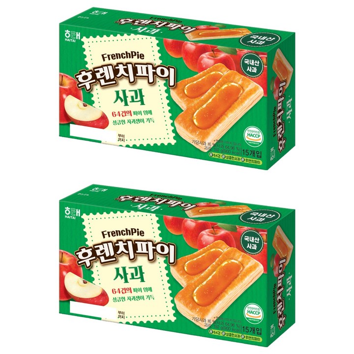 해태제과 후렌치파이 사과 15p, 192g, 2개