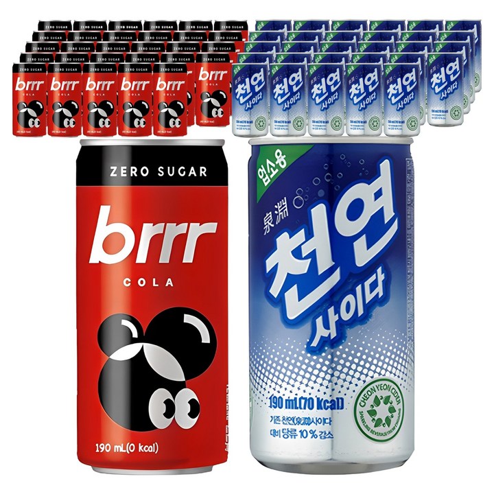 천연사이다 190ml 30p + 부르르 제로콜라 190ml 30p, 1세트