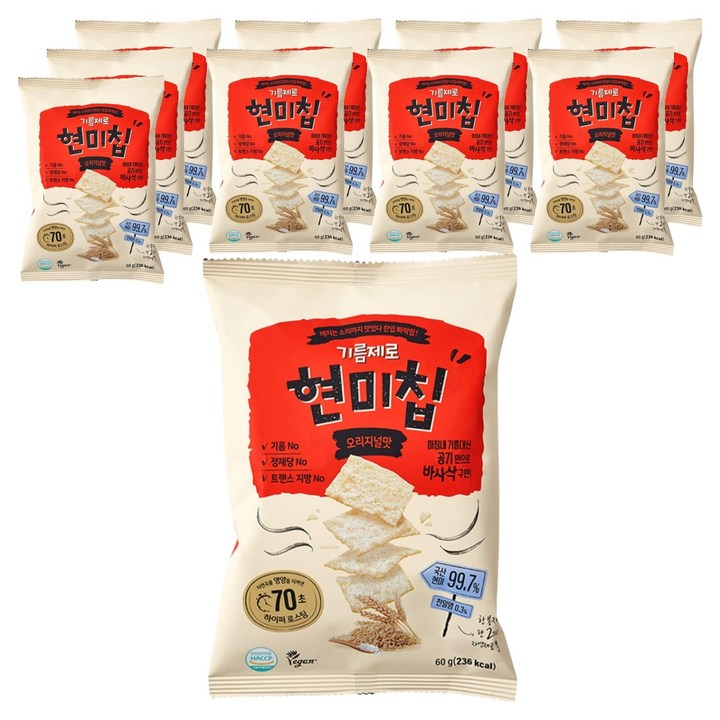 기름제로 국산 현미칩 과자, 60g, 10개