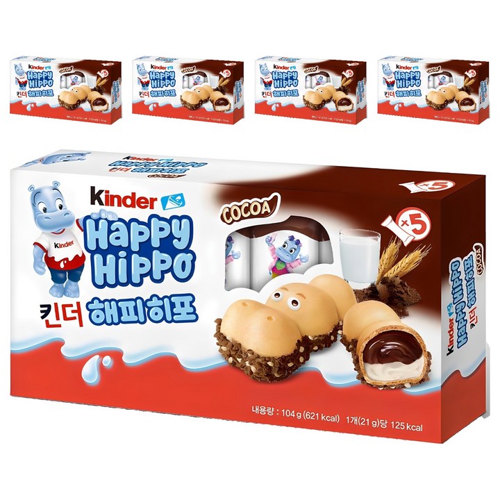 킨더 해피히포 T5 초콜릿, 104g, 5개