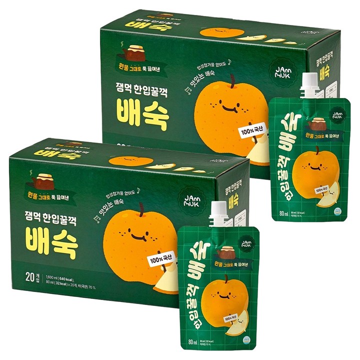 잼먹 한입꿀꺽 배숙 아기음료, 40개, 80ml
