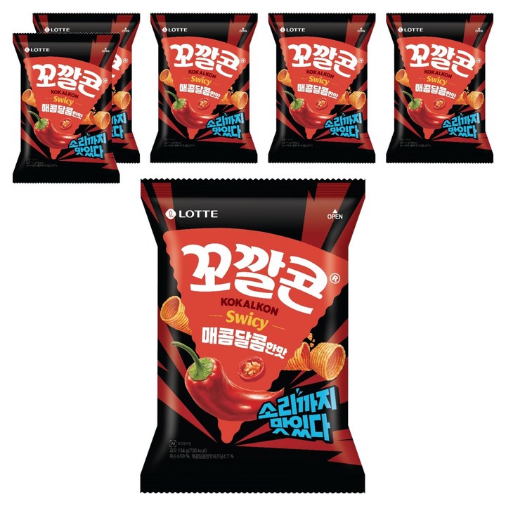 꼬깔콘 매콤달콤한 맛, 134g, 6개