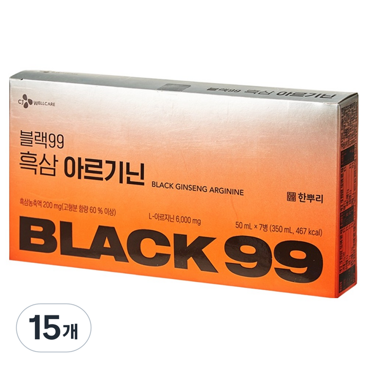 한뿌리 블랙99 흑삼 아르기닌 7p, 350ml, 15개
