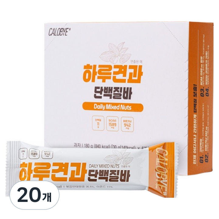 칼로바이 하루견과 단백질바 6p, 180g, 20개