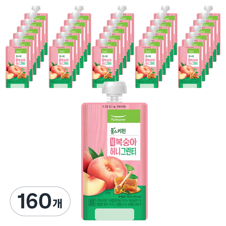 풀무원 풀스키친 납작복숭아 허니그린티, 160개, 100ml