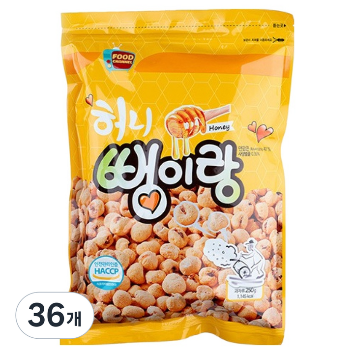 우리식품 허니 뻥이랑, 250g, 36개