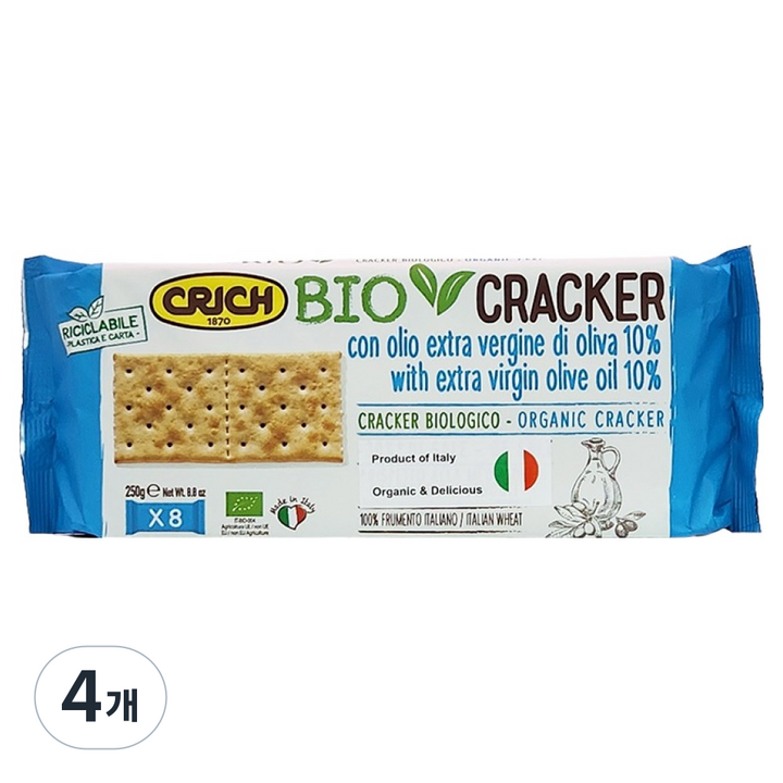 크릭 유기농 엑스트라버진 올리브유 크래커 8p, 250g, 4개