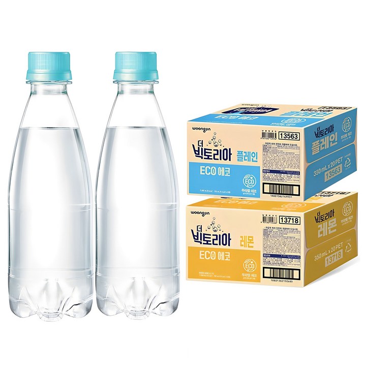 웅진빅토리아 더 빅토리아 탄산음료 에코 플레인 20p + 레몬 20p 무라벨, 350ml, 1세트