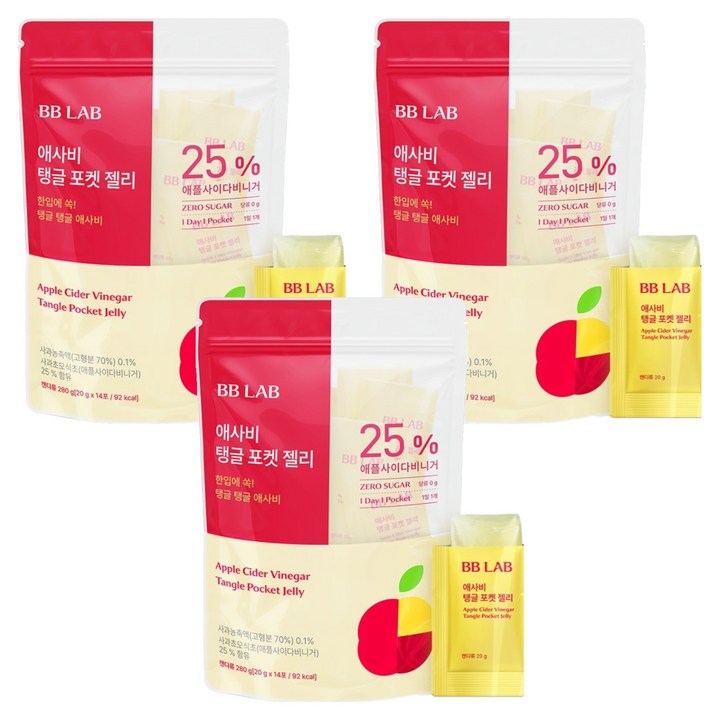 비비랩 애사비 탱글 포켓 젤리 14개입, 280g, 3개