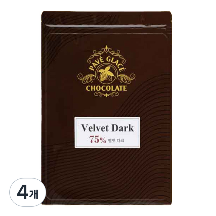 파베글라스 75% 벨벳 다크 커버춰 리얼 초콜릿, 4개, 1kg