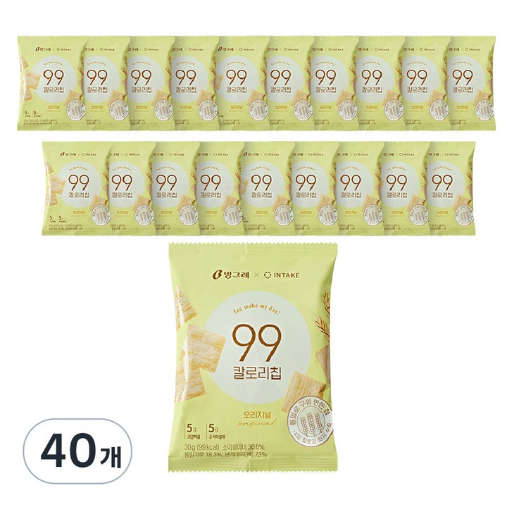 빙그레 99칼로리칩 오리지널, 30g, 40개