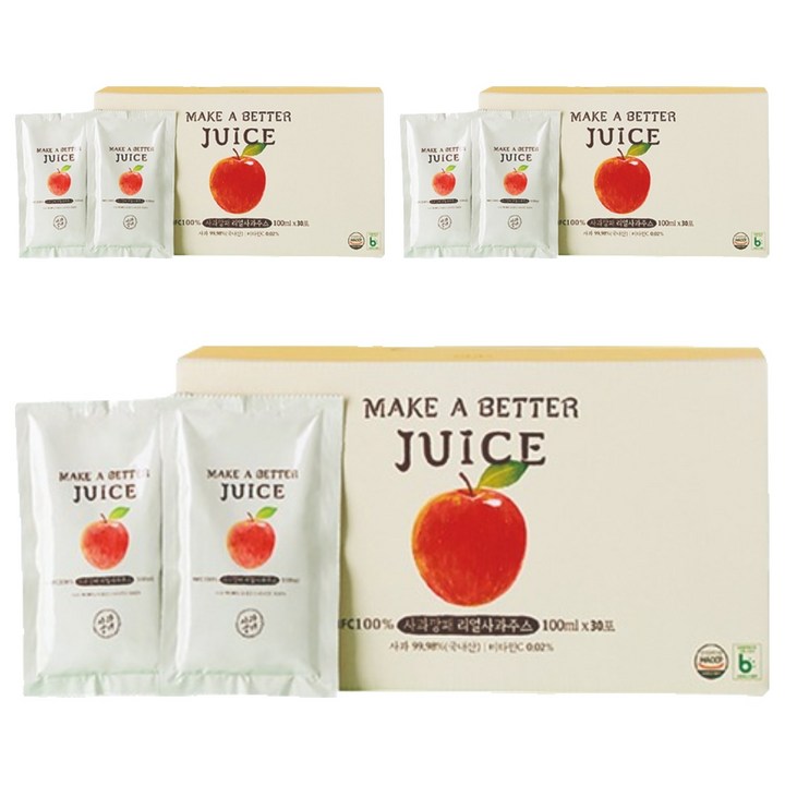사과깡패 Make a better 리얼 사과주스, 100ml, 90개