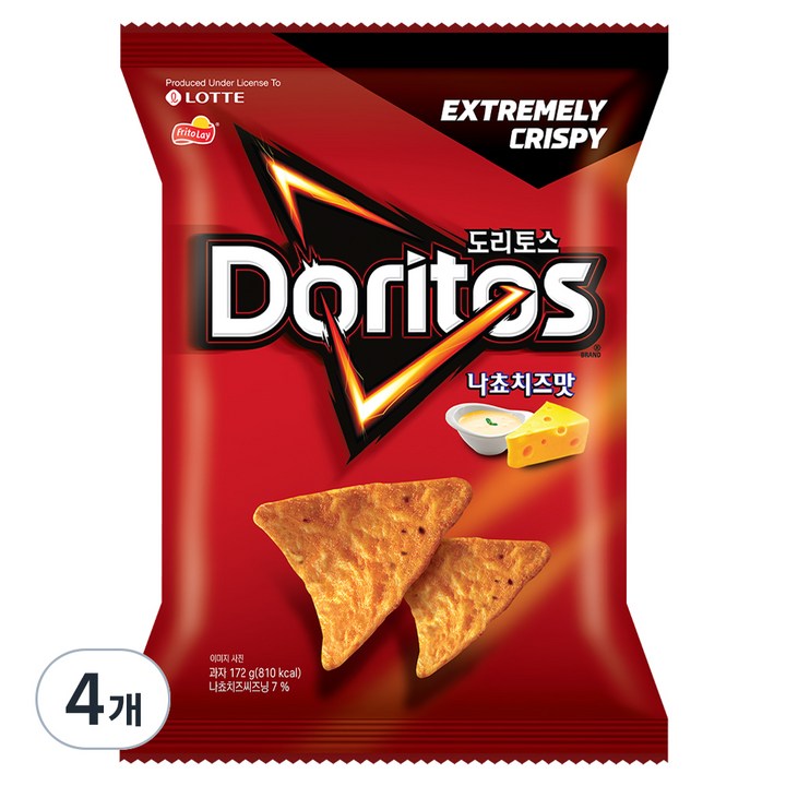 도리토스 나쵸치즈맛 과자, 172g, 4개