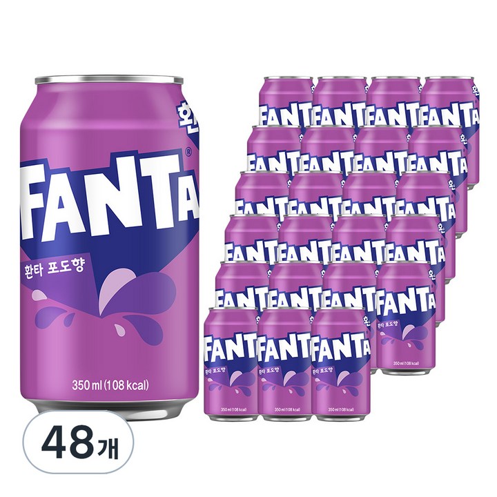 환타 포도향 탄산음료, 350ml, 48개