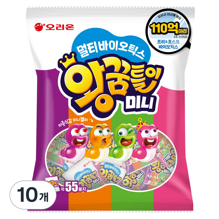 오리온 멀티바이오틱스 왕꿈틀이 미니 55개입, 577.5g, 10개